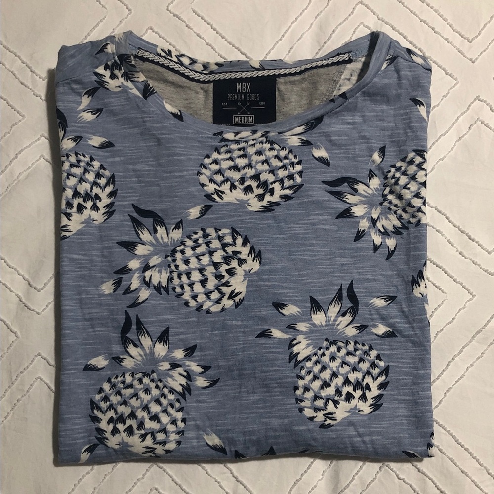 MBX Blue Pineapple Print Men's Short Sleeve Tee